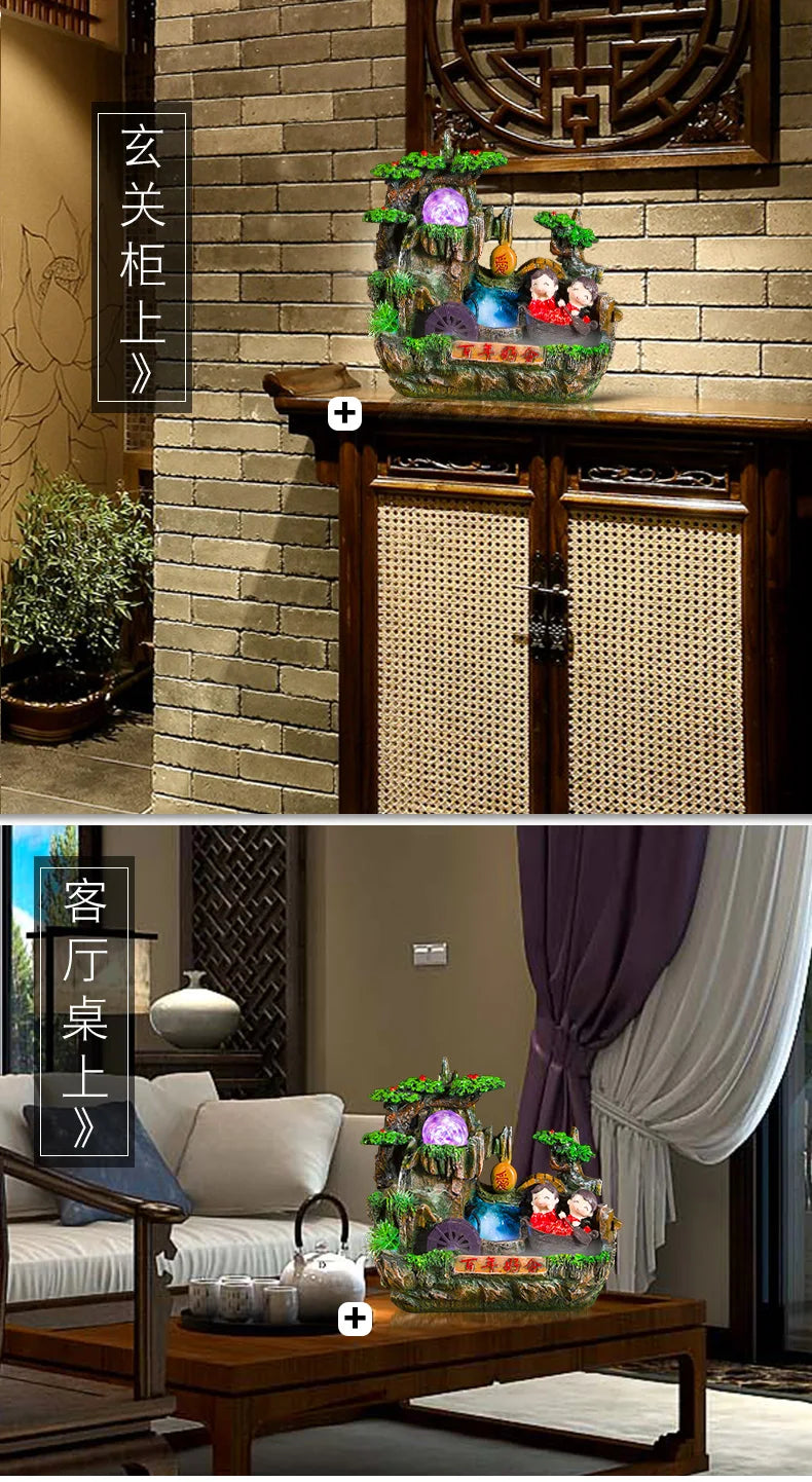 Fake mountain big Atomizing humidifier and fengshui wheel humidifier home decoration craft gift room office fortune  wedding