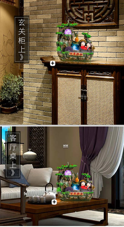 Fake mountain big Atomizing humidifier and fengshui wheel humidifier home decoration craft gift room office fortune  wedding
