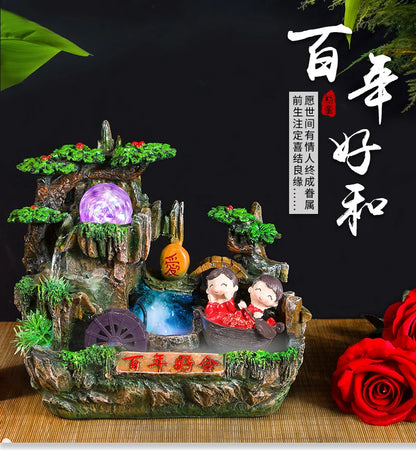 Fake mountain big Atomizing humidifier and fengshui wheel humidifier home decoration craft gift room office fortune  wedding