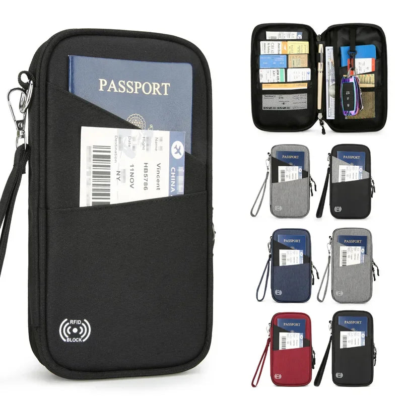 Family Passport Holder & Travel Wallet, RFID Blocking Family Passport Wallet Travel Document Organize Zipper Case for Women Men