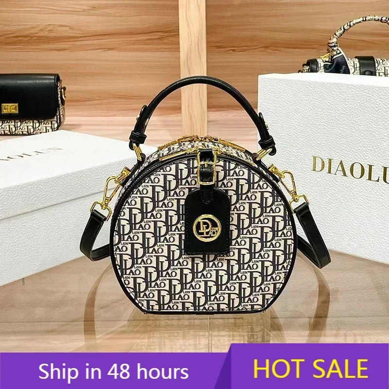 Famous Designer Luxury Brand Embroidered Small Round High Quality Shoulder Messenger Bags Women Purse And Handbags