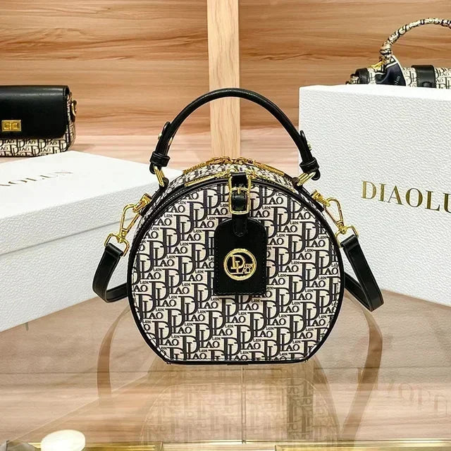 Famous Designer Luxury Brand Embroidered Small Round High Quality Shoulder Messenger Bags Women Purse And Handbags