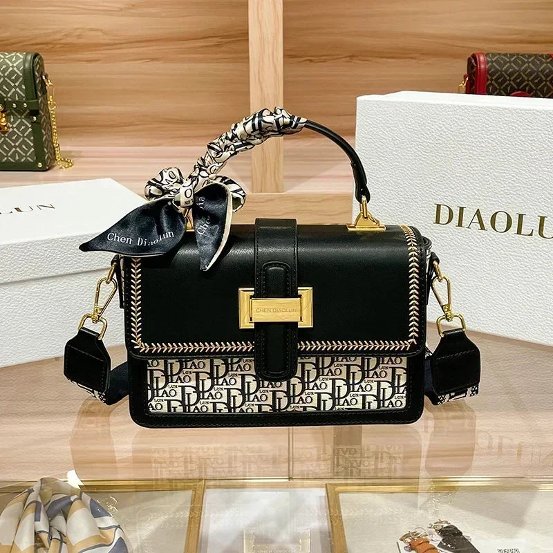 Famous Designer Luxury Brand Panelled Small Square High Quality Shoulder Messenger Bags Fashion Women Leather Handbag
