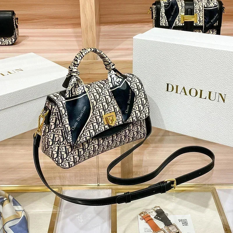 Famous Designer Luxury Brand Shoulder Messenger Scarf Printing Women Purse And Handbags High Quality Small Square Bags