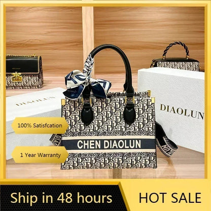 Famous Designer Luxury Brand Women Leather Handbags High Quality Embroidery Large Capacity Casual Totes Fashion Shoulder Bags