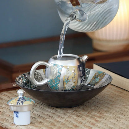 Famous Master Gilt Silver Handmade Teapot Tea Infuser Single Pot Large Pure Hand-painted Retro Japanese Kung Fu Teapot Set Bar