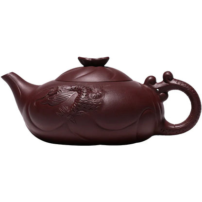 Famous Yuhualong Purple Sand Teapot Pure Handmade Raw Ore Eggplant Mud TeawarePurple Clay Drinkware for Puer Green Teaware