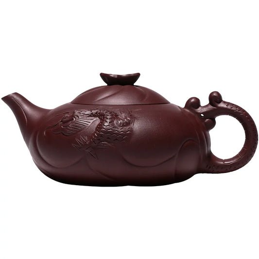 Famous Yuhualong Purple Sand Teapot Pure Handmade Raw Ore Eggplant Mud TeawarePurple Clay Drinkware for Puer Green Teaware