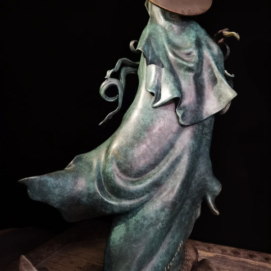 Famous sculptor Collectible works Nanhai Guanyin goddess bronze Sculpture ART home office Bar business Decorative Buddha statue