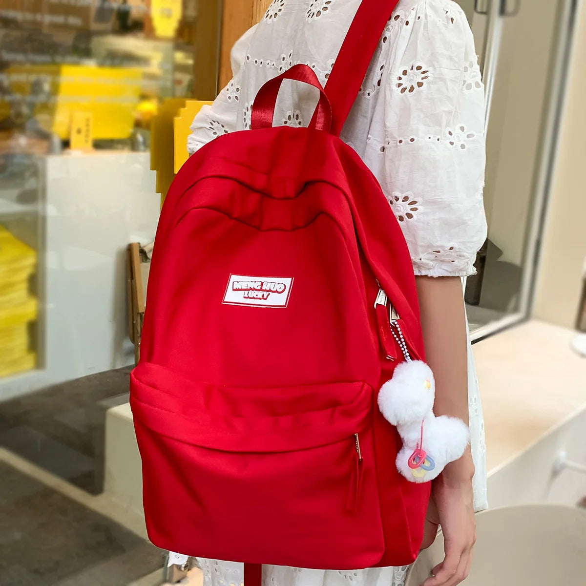 Fashhion Lady Travel Red Fashion Girl Kawaii Trendy Book Bag Female Cute Nylon Laptop Cute School College Backpack Women Student