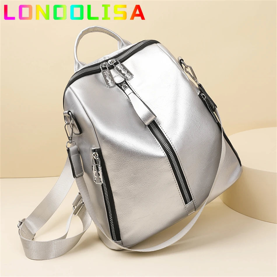 Fashion 3 In 1 Backpack High Quality Women's Bookbag Soft Leather School Bag for Teen Girl Ladies Travel Large Capacity Mochilas