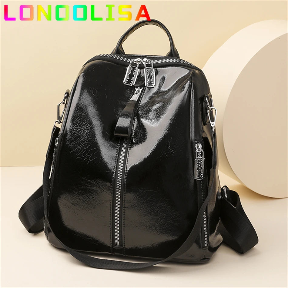 Fashion 3 In 1 Backpack High Quality Women's Bookbag Soft Leather School Bag for Teen Girl Ladies Travel Large Capacity Mochilas