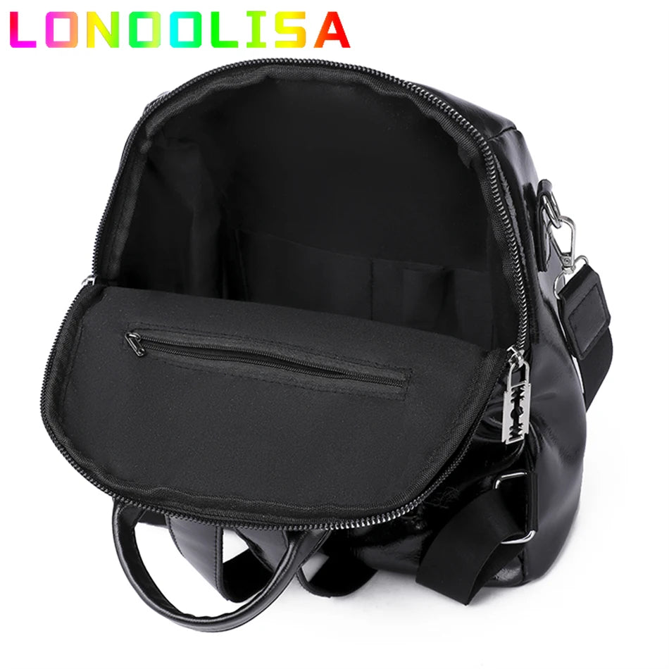 Fashion 3 In 1 Backpack High Quality Women's Bookbag Soft Leather School Bag for Teen Girl Ladies Travel Large Capacity Mochilas