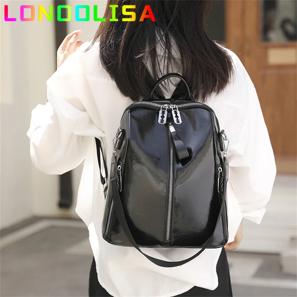 Fashion 3 In 1 Backpack High Quality Women's Bookbag Soft Leather School Bag for Teen Girl Ladies Travel Large Capacity Mochilas