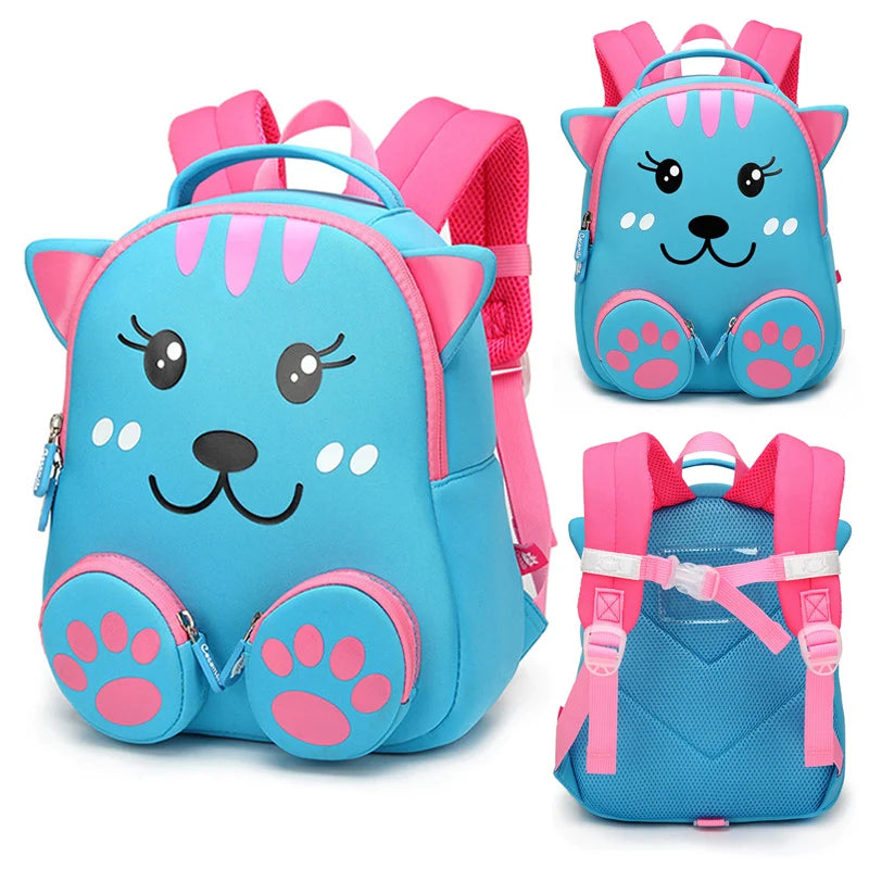 Fashion 3D Blue Cat School Bags for Girls Boys Lovely Animals Design Kids Backpacks Children Students Book Pouch Mochila Escolar