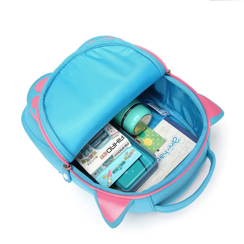 Fashion 3D Blue Cat School Bags for Girls Boys Lovely Animals Design Kids Backpacks Children Students Book Pouch Mochila Escolar