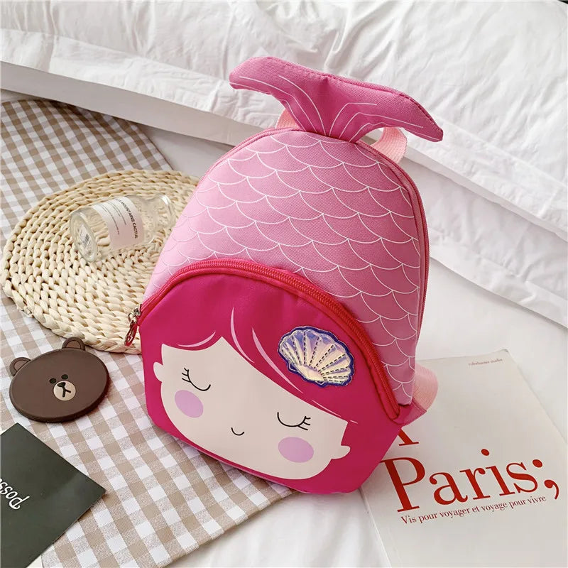 Fashion 3D Cute Mermaid Backpack for Baby Girls Children Cartoon School Bags Light Kindergarten Kid Bag Mochila Escolar