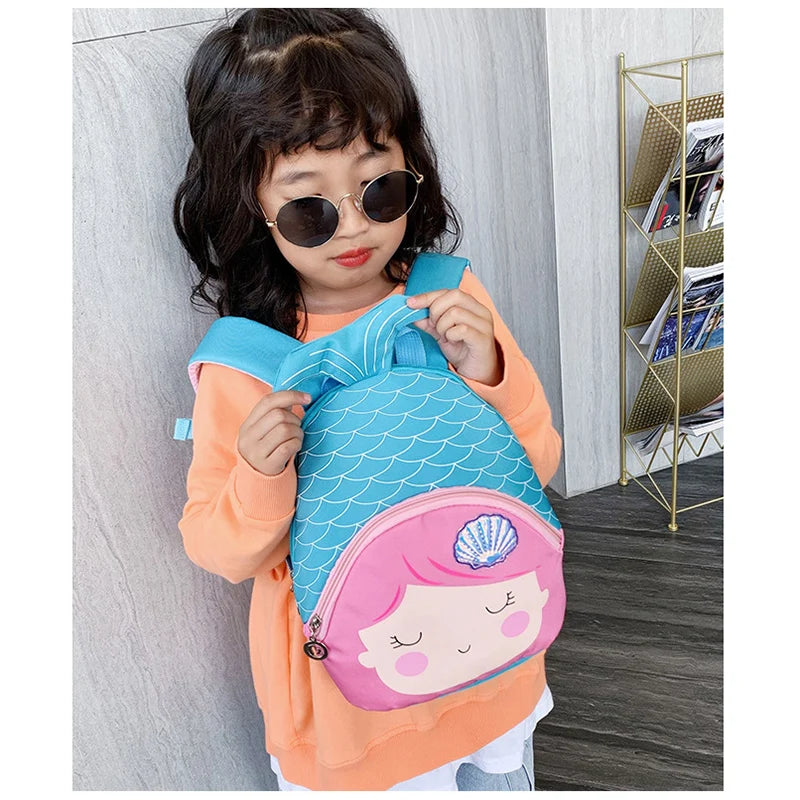 Fashion 3D Cute Mermaid Backpack for Baby Girls Children Cartoon School Bags Light Kindergarten Kid Bag Mochila Escolar