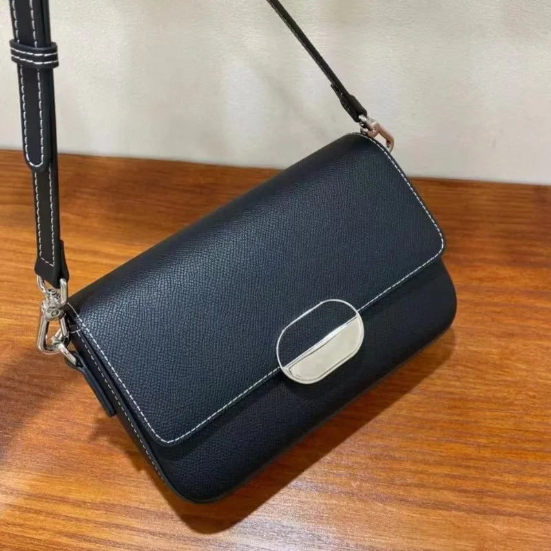Fashion All-match Casual Crossbody Bag 2024 New Niche Light Luxury Genuine Leather Handbags Female Solid Commuter Bolsas Mujer