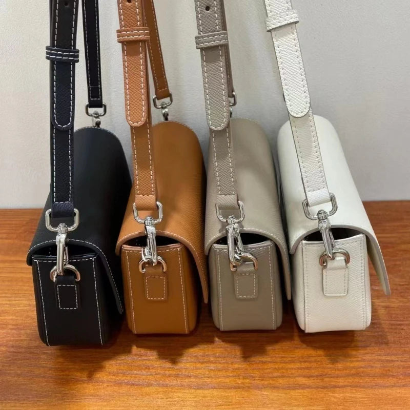 Fashion All-match Casual Crossbody Bag 2024 New Niche Light Luxury Genuine Leather Handbags Female Solid Commuter Bolsas Mujer