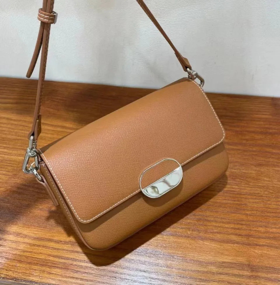 Fashion All-match Casual Crossbody Bag 2024 New Niche Light Luxury Genuine Leather Handbags Female Solid Commuter Bolsas Mujer