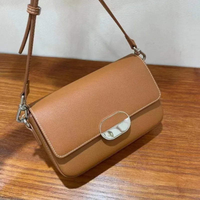 Fashion All-match Casual Crossbody Bag 2024 New Niche Light Luxury Genuine Leather Handbags Female Solid Commuter Bolsas Mujer