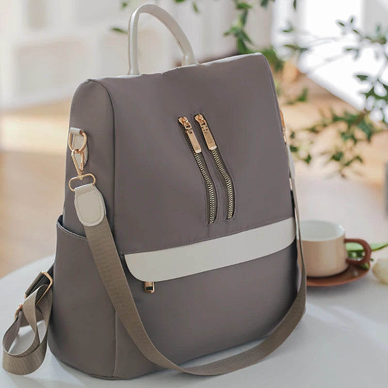 Fashion Anti-Theft Backpack Women Casual School Bags for Teenage Girl Multi-Function Shoulder Bag Soft Leather Travel Rucksack