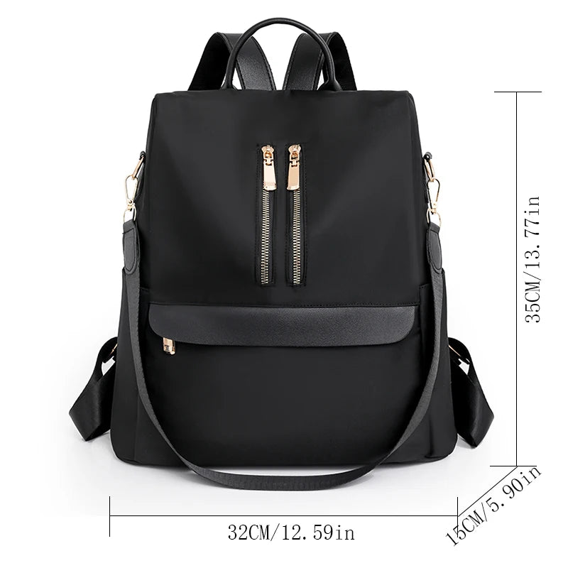 Fashion Anti-Theft Backpack Women Casual School Bags for Teenage Girl Multi-Function Shoulder Bag Soft Leather Travel Rucksack