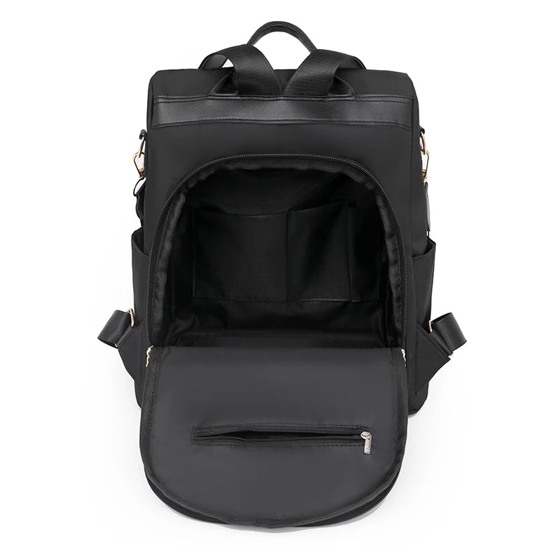 Fashion Anti-Theft Backpack Women Casual School Bags for Teenage Girl Multi-Function Shoulder Bag Soft Leather Travel Rucksack