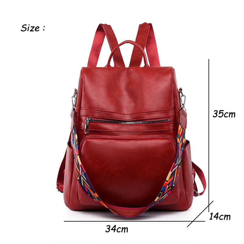 Fashion Anti-theft Women Backpacks Leather Female Bagpack Schoolbag For College Student Girls Ladies Large Capacity School Bag