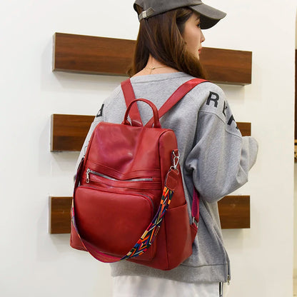 Fashion Anti-theft Women Backpacks Leather Female Bagpack Schoolbag For College Student Girls Ladies Large Capacity School Bag