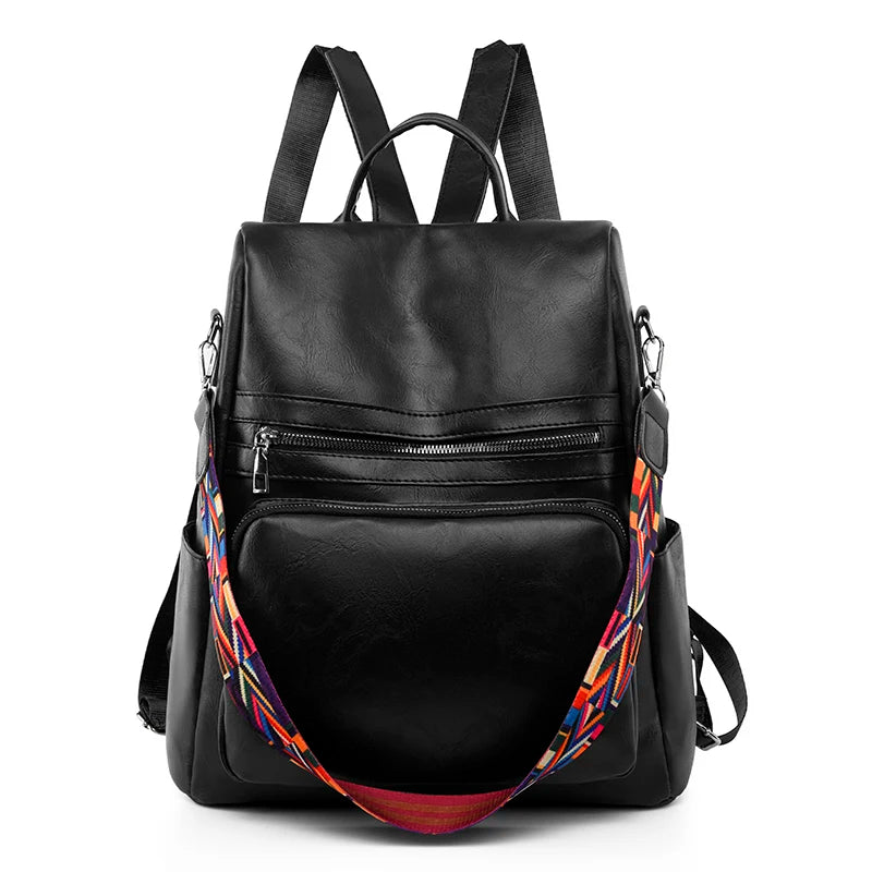 Fashion Anti-theft Women Backpacks Leather Female Bagpack Schoolbag For College Student Girls Ladies Large Capacity School Bag