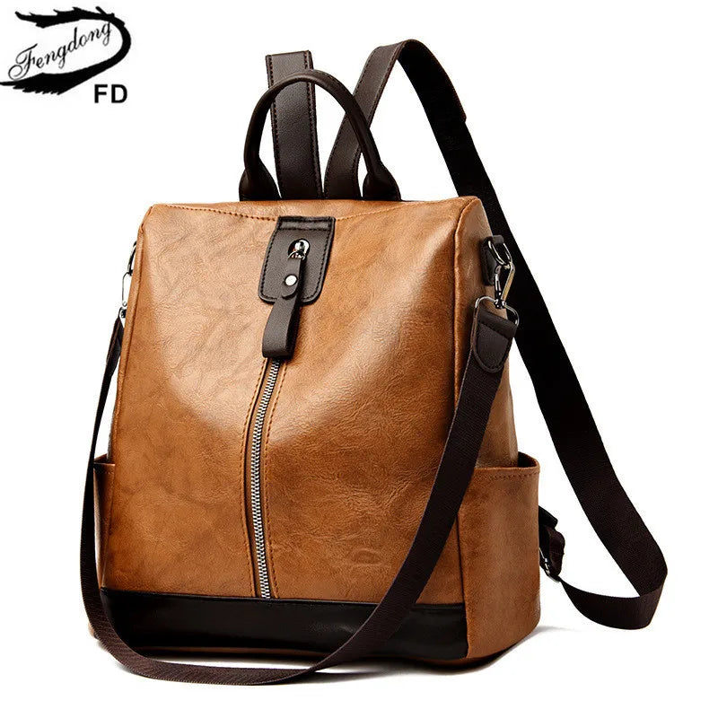 Fashion Anti-theft backpack Woman High Quality PU Leather Backpack Female Travel Backpack Ladies Large Capacity Shoulder Handbag