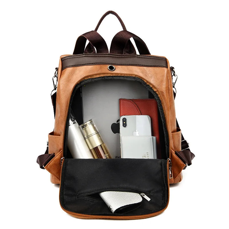 Fashion Anti-theft backpack Woman High Quality PU Leather Backpack Female Travel Backpack Ladies Large Capacity Shoulder Handbag