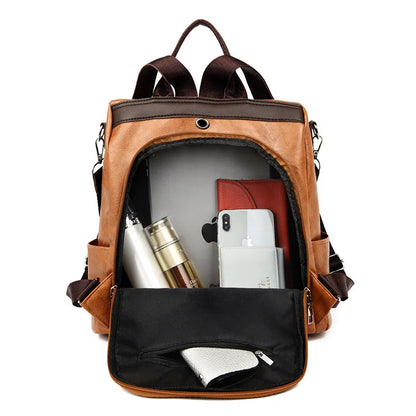 Fashion Anti-theft backpack Woman High Quality PU Leather Backpack Female Travel Backpack Ladies Large Capacity Shoulder Handbag