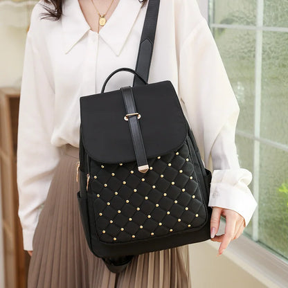 Fashion Backpacks Women High Quality Nylon Rivet Backpack Female Big Travel Back Bag School Bags for Teenage Girls Shoulder Bag