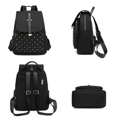 Fashion Backpacks Women High Quality Nylon Rivet Backpack Female Big Travel Back Bag School Bags for Teenage Girls Shoulder Bag