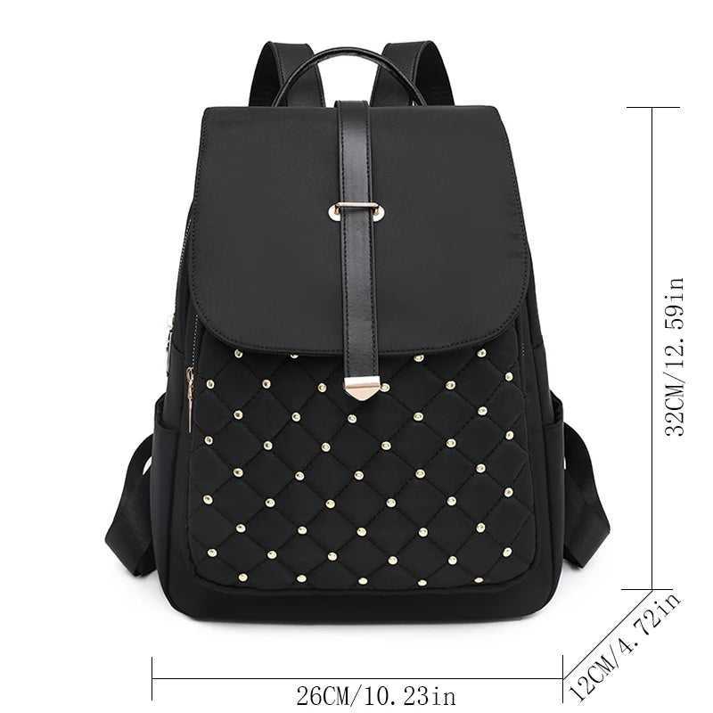 Fashion Backpacks Women High Quality Nylon Rivet Backpack Female Big Travel Back Bag School Bags for Teenage Girls Shoulder Bag