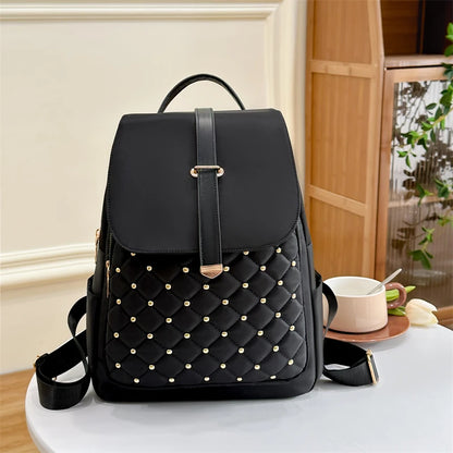 Fashion Backpacks Women High Quality Nylon Rivet Backpack Female Big Travel Back Bag School Bags for Teenage Girls Shoulder Bag