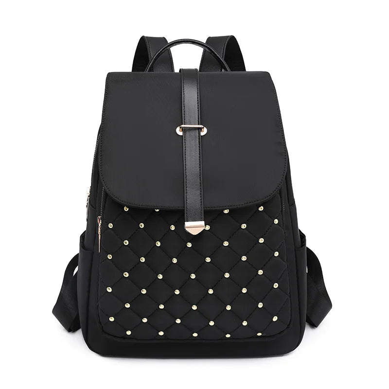Fashion Backpacks Women High Quality Nylon Rivet Backpack Female Big Travel Back Bag School Bags for Teenage Girls Shoulder Bag