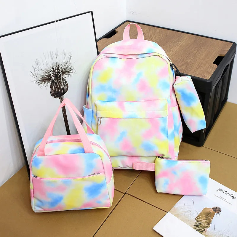 Fashion Big Student Laptop College Backpack Girls School Bag set High Capacity Women Backpack Female Cute Leisure Travel Mochila