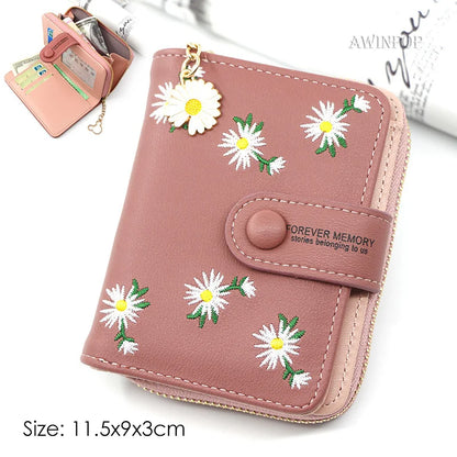 Fashion Bird Embroidered Wallet 2 Folding Purse for Women Girls Small Hasp Slim Coin Pocket Purse Female Designer Wallets