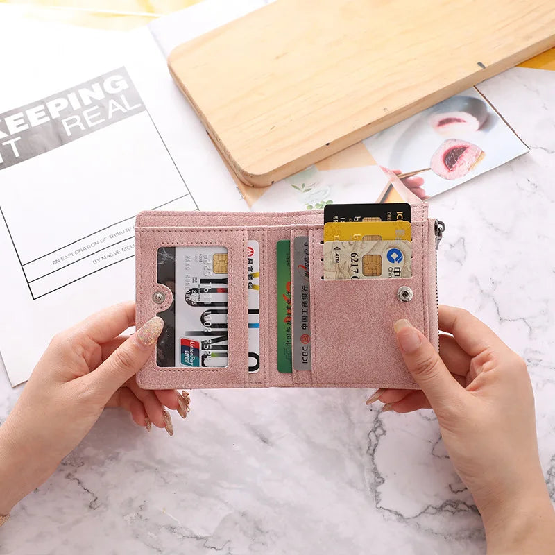 Fashion Bird Embroidered Wallet 2 Folding Purse for Women Girls Small Hasp Slim Coin Pocket Purse Female Designer Wallets