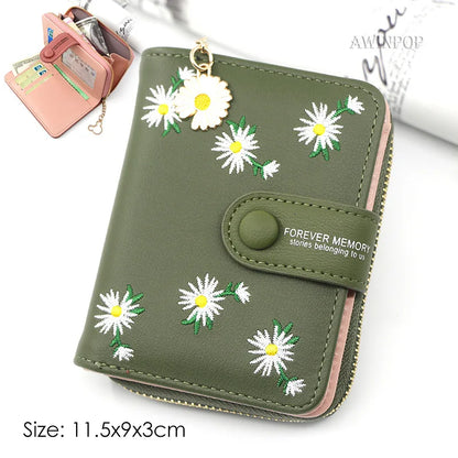 Fashion Bird Embroidered Wallet 2 Folding Purse for Women Girls Small Hasp Slim Coin Pocket Purse Female Designer Wallets