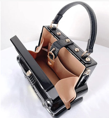Fashion Black Color Cocktail Prom Banquet Lady Purse Wedding Bridal Woman Novelty Handbag Birthday Dinner Party Gift Evening Bag