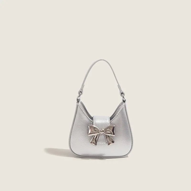 Fashion Bow Handbags Female 2024 New Chain Underarm Shoulder Bag Niche Designer Elegant Commuter Light Luxury Bolsas Mujer
