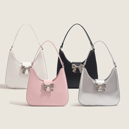 Fashion Bow Handbags Female 2024 New Chain Underarm Shoulder Bag Niche Designer Elegant Commuter Light Luxury Bolsas Mujer