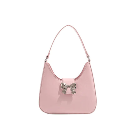 Fashion Bow Handbags Female 2024 New Chain Underarm Shoulder Bag Niche Designer Elegant Commuter Light Luxury Bolsas Mujer