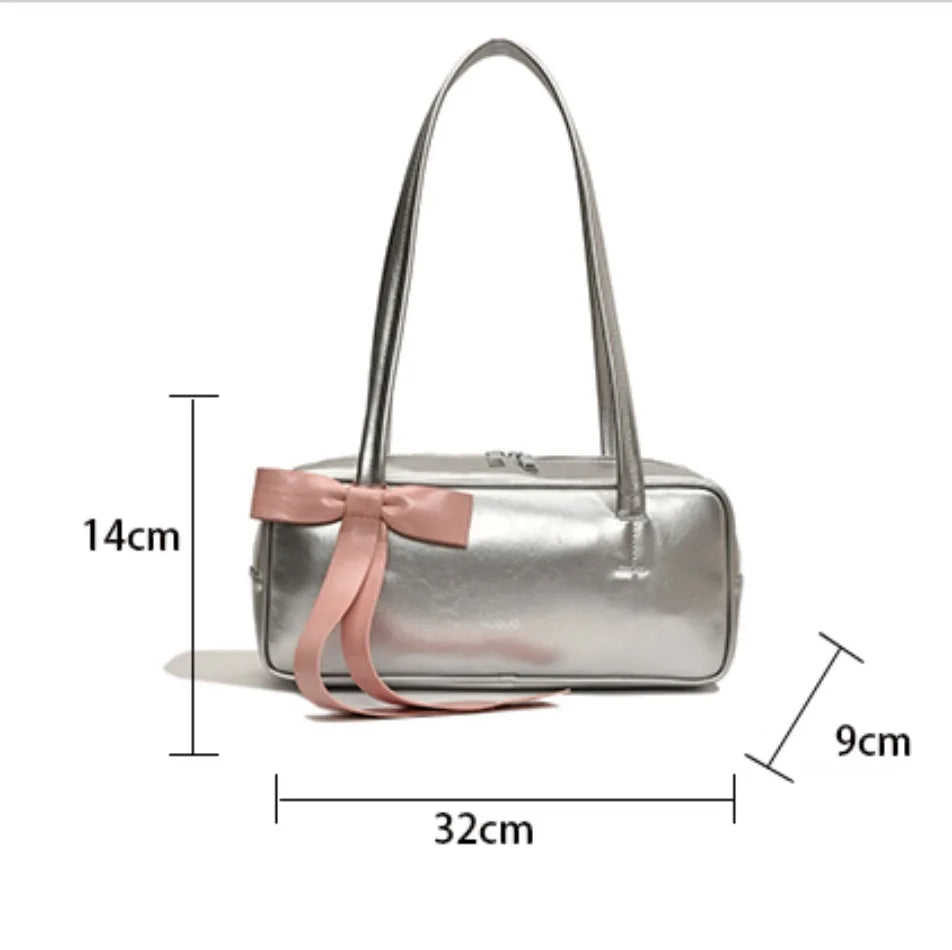 Fashion Bowknot Ribbon Women Handbag Female Casual Solid Color Soft PU Leather Hand Bags High-capacity Shoulder Bags Sac A Main