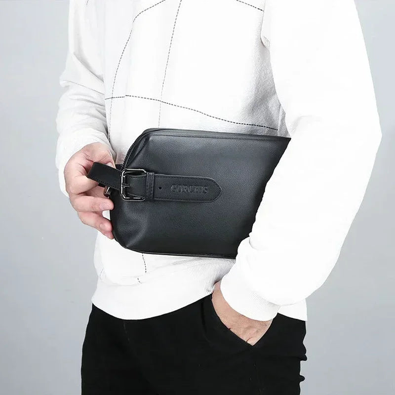 Fashion Brand Design Men's Clutch Bags High Quality Leather Men Business Handbags Casual Trip Clutches Wallets Toiletry Bag Zip